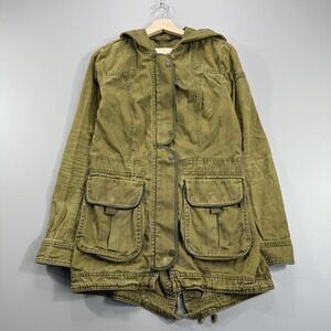 Abercrombie & Fitch Jacket Womens Medium Green Utility Hooded Parka Coat